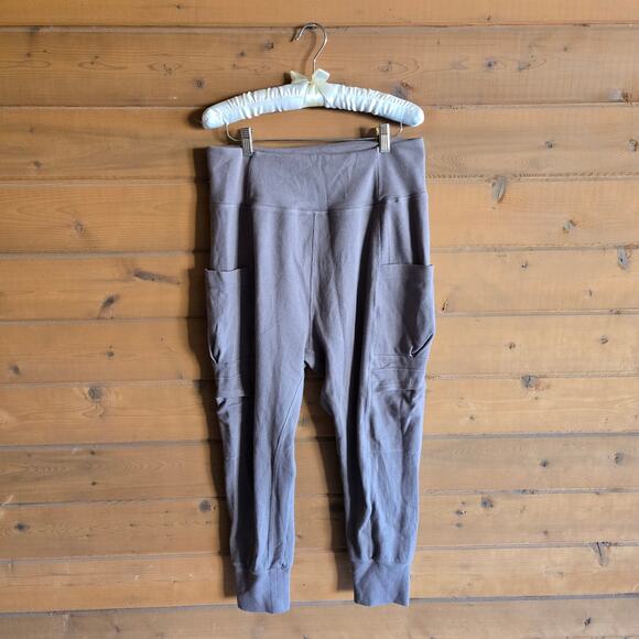 HALARA Pants - Halara Mid Rise Foldover Side Pocket Waffle Harem Dance Cargo Jogger L Brown